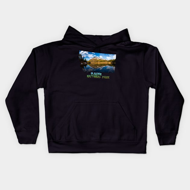 Montana State Outline (Glacier National Park) Kids Hoodie by gorff